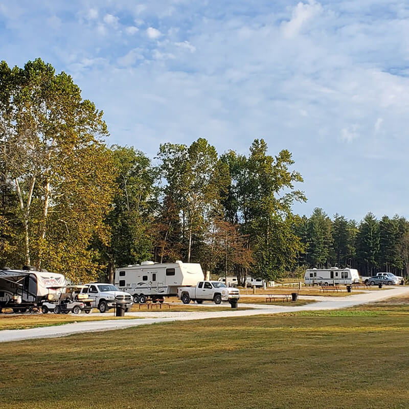RV pull through sites at Sycamore Springs Park